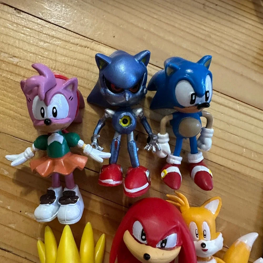 Sonic the Hedgehog Action Figure Lot 6pc Sonic Super Sonic Tails Knuckles Metal